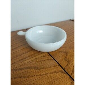 Vintage White Milk Glass - Glasbake Soup Chili Bowl with Handle 11oz Excellent